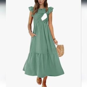 Breastfeeding Friendly Nursing Dress with Textured Top